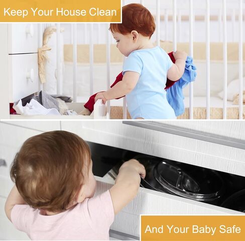 [12-Pack] Invisible Baby Proofing Cabinet Locks - No Drill Child Safety Drawer Latches - Adhesive Childproof Latch for Cabinets, Kitchen & Furniture - Secure Toddler & Infant Safety No Tools Required in Kuwait