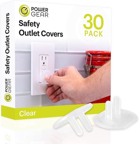 Power Gear Child Safety Electrical Outlet Covers, Tamper‑Resistant Plug Protectors for Standard Wall Outlets, Baby‑Proof & Child‑Proof Safety Caps, Clear, 30 Pack, 51175 | Secure Outlet Plugs for Baby Proofing & Child Proofing, Reusable, Durable Plastic,  in Kuwait