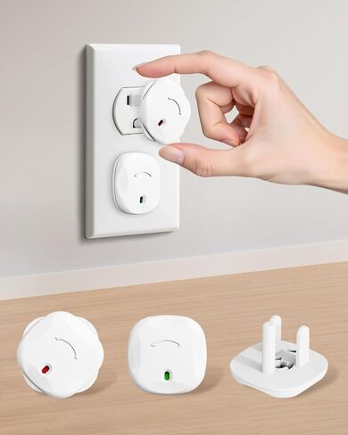 40 Packs Outlet Covers Baby Proofing - Child Safety Plug Covers | Baby Outlet Protectors with Unique Rotating Design for Prevent Electrical Shock, for US 3-Prong, Home, Office, School - White in Kuwait