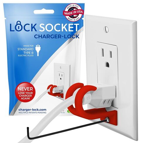 Lock Socket 3 Prong Outlet Lock (White) | Anti Theft Lock to Secure Three Pronged Plugs to the Outlet | an Innovative Way to Prevent Cords Unplugging|Child-Safe, with Security Screw |Made in USA in Kuwait