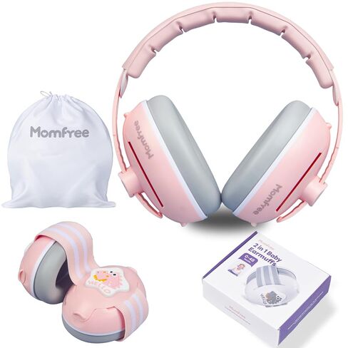 2-in-1 Baby Ear Muffs for Noise Reduction, Ear Protection Earmuffs & Adjustable Headband for Babies and Toddlers(0-48months), ANSI Certified, Noise Cancelling Headphones Ideal Airplane, Travel in Kuwait