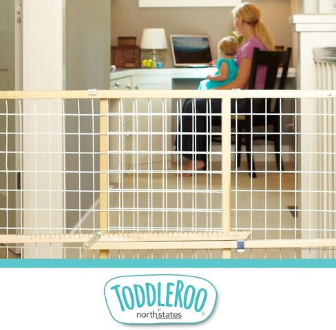 Toddleroo by North States - Extra-Wide Wire Mesh Wooden Baby Gate: Pressure Mounted Baby Gate for Doorways - Adjustable 29.5 to 50 Inches Wide - 31 Inches Tall in Kuwait
