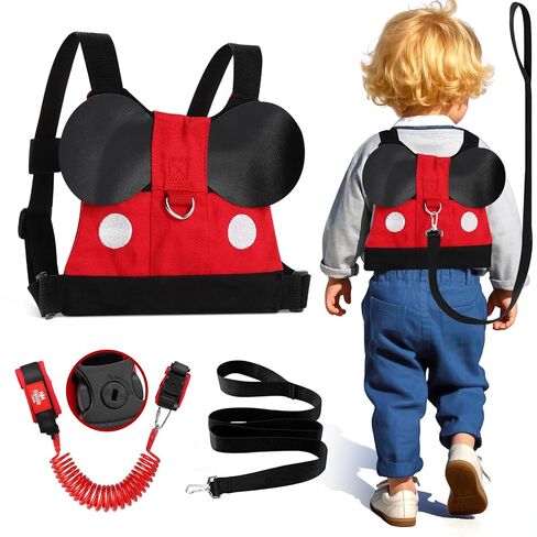 Lehoo Castle Toddler Leash for Walking, Safety Harness with Leash for Kids | 3-in-1 Child Leashes for Toddlers, Reflective Anti-Lost Wrist Link with Key Lock for Travel and Outdoor Activities in Kuwait