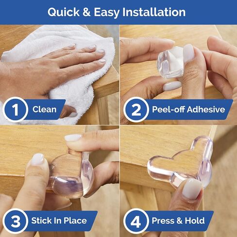 Corner Protectors for Baby (12 Pack) - Patented - New & Improved Edge Protector for Baby – Transparent Corner Protectors - Baby Safety Products to Baby Proof Corners and Edges in Kuwait