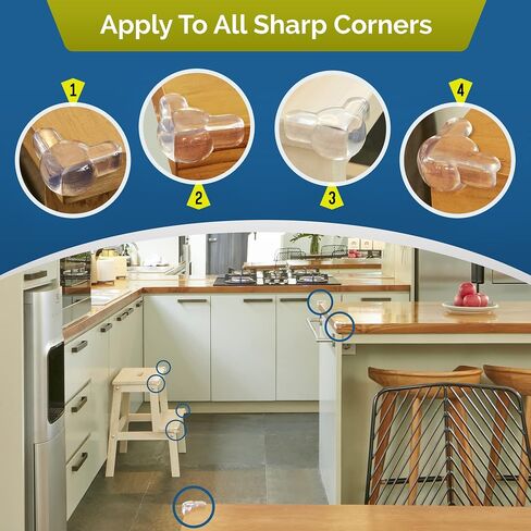 Corner Protectors for Baby (12 Pack) - Patented - New & Improved Edge Protector for Baby – Transparent Corner Protectors - Baby Safety Products to Baby Proof Corners and Edges in Kuwait