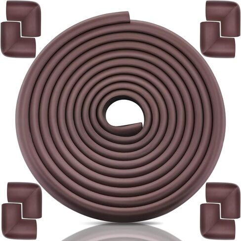 Baby Proofing Edge Corner Protectors, 20.5FT Furniture Table Bumper Guards | Soft thick rubber foam bumper, 18.1ft edge strips + 8 corner guards, 3M pre-taped for table, cabinet & wall sharp corners in Kuwait