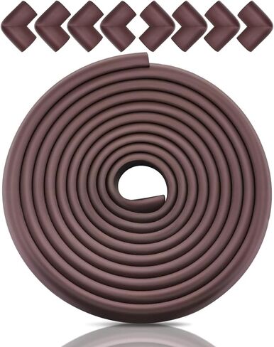 Baby Proofing Edge Corner Protectors, 20.5FT Furniture Table Bumper Guards | Soft thick rubber foam bumper, 18.1ft edge strips + 8 corner guards, 3M pre-taped for table, cabinet & wall sharp corners in Kuwait