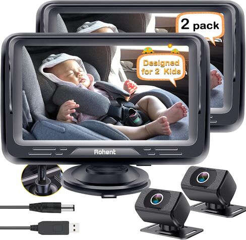 Rohent Baby Car Camera HD 1080P - Rear-Facing Infant Monitor Clear Picture | Super Night Vision 150° Wide-Angle Lens Anti-Glare Screen Easy Install, Peace of Mind While Driving in Kuwait