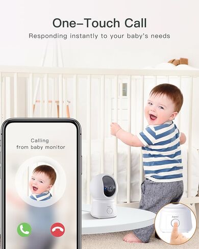 ARENTI Baby Monitor with Camera and Audio B2 Set, 2.4G WiFi with Phone App | 2 Cameras, Split Screen, 5'' Wireless Display, Visit Logs, 1-Click Call, SD Slot, Sound & Motion Detection, AI Tracking, PTZ in Kuwait