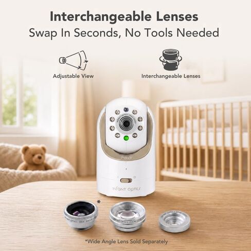 Infant Optics DXR-8 PRO - Patented Active Noise Reduction (ANR), 5" HD Video Baby Monitor with 1 Camera, No WiFi, Hack-Proof,Pan Tilt Zoom, Interchangeable Lens in Kuwait