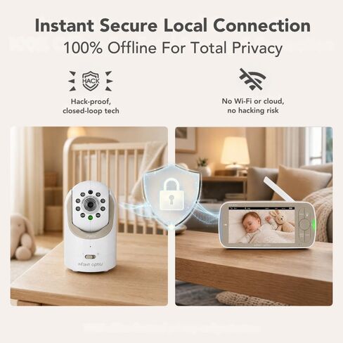 Infant Optics DXR-8 PRO - Patented Active Noise Reduction (ANR), 5" HD Video Baby Monitor with 1 Camera, No WiFi, Hack-Proof,Pan Tilt Zoom, Interchangeable Lens in Kuwait