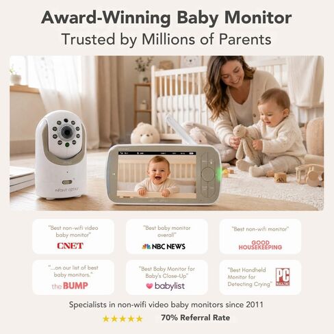 Infant Optics DXR-8 PRO - Patented Active Noise Reduction (ANR), 5" HD Video Baby Monitor with 1 Camera, No WiFi, Hack-Proof,Pan Tilt Zoom, Interchangeable Lens in Kuwait