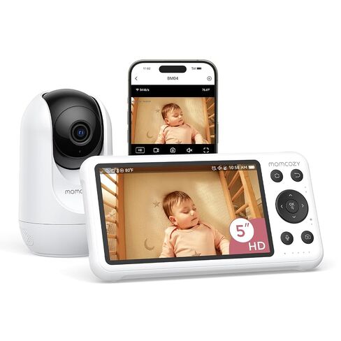 Momcozy Smart WiFi Baby Monitor with Camera and Audio,5" 1080P & Wall Mount | Electric Safe Fence, Motion & Sound & Cry Detection, Night Vision, 5000mAh Battery, 2-Way Talk, Photo & Video Recording, BM04 in Kuwait