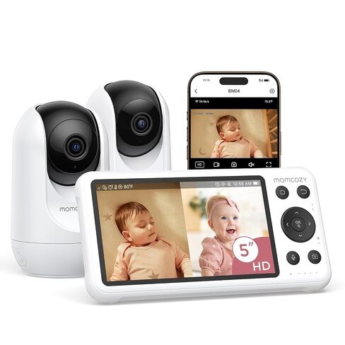 Momcozy Smart WiFi Baby Monitor with Camera and Audio,5" 1080P & Wall Mount | Electric Safe Fence, Motion & Sound & Cry Detection, Night Vision, 5000mAh Battery, 2-Way Talk, Photo & Video Recording, BM04 in Saudi Arabia