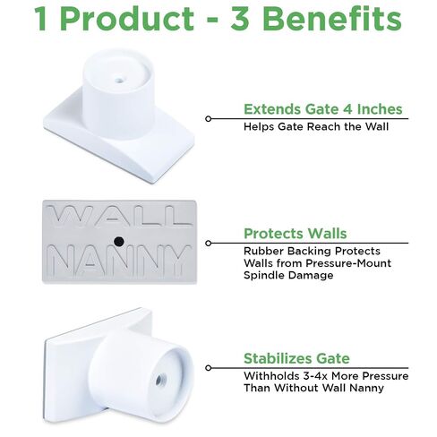 Wall Nanny Extender - 4 Inch Baby Gate Extension Kit (Made in USA) Extends Pressure Mounted Gates 4 Inches + Protects Walls - for Child, Pet & Dog Gates - Protector (4 Pack) in Saudi Arabia