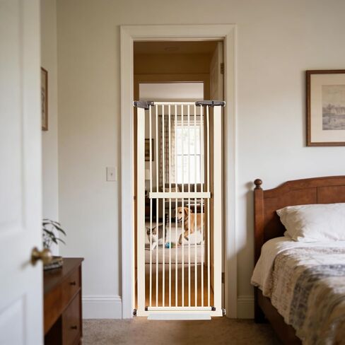 Lumizone 61.02" Extra Tall Pet Gate for Cat Dog 30.12"-34.05" Wide Black | Extra Tall Cat Gate for Doorway Hallway Stairs Pressure Mounted 1.37" Gap No Drilling Auto-Close Dual-Lock in Saudi Arabia
