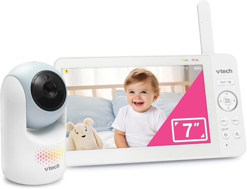 VTech Baby Monitor No WiFi, 7" IPS Screen, 5000mAh 12Hr Battery, 360° PTZ, 4X Zoom, Night Vision, Night Light, 2-Way Talk, White | Advanced HQ Max in Saudi Arabia