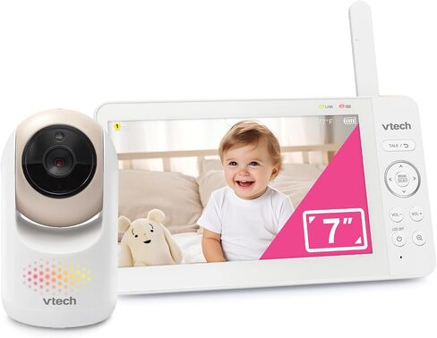 VTech Baby Monitor No WiFi, 7" IPS Screen, 5000mAh 12Hr Battery, 360° PTZ, 4X Zoom, Night Vision, Night Light, 2-Way Talk, White | Advanced HQ Max in Saudi Arabia
