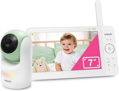 VTech Baby Monitor No WiFi, 7" IPS Screen, 5000mAh 12Hr Battery, 360° PTZ, 4X Zoom, Night Vision, Night Light, 2-Way Talk, White | Advanced HQ Max in Saudi Arabia