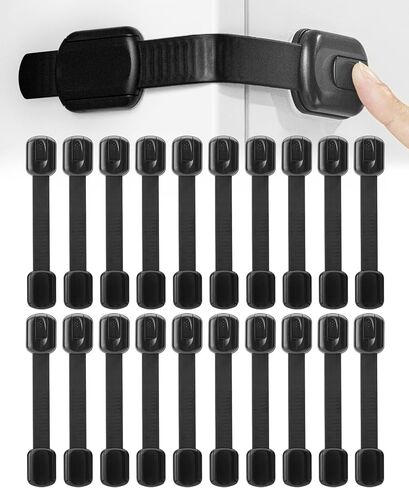 Bate- Child Safety Strap Locks, 6 Pack Baby Locks for Cabinets | Drawers Kitchen Toilet Furniture Fridge Multi-Purpose Easy Install with Quick 3M Adhesive for Childproofing in Kuwait
