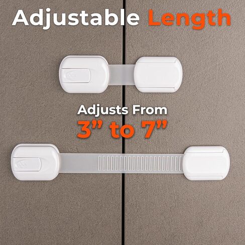 2-Pack Child Proof Fridge Lock with Adhesive - Adjustable Baby Proofing Straps - Refrigerator Lock for Kids - Freezer Latch to Keep Door Closed - for Toddlers, Cats, & Dogs - Universal Compatibility in Kuwait