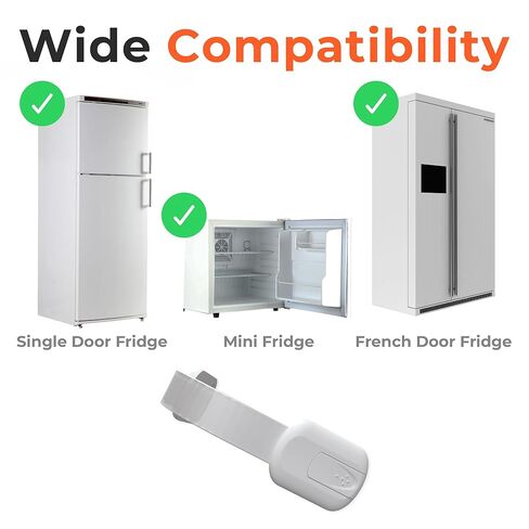 2-Pack Child Proof Fridge Lock with Adhesive - Adjustable Baby Proofing Straps - Refrigerator Lock for Kids - Freezer Latch to Keep Door Closed - for Toddlers, Cats, & Dogs - Universal Compatibility in Kuwait