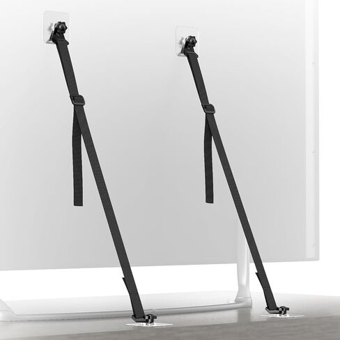 TV Safety Straps Furniture and TV Wall Anchors and Punch-Free Clamp Straps for Baby Proofing, VESA Mounting, Metal Connectors, Black in Kuwait
