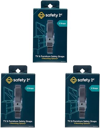 Safety 1st TV & Furniture Safety Straps, Black, 2‑Pack, Screws Included in Kuwait