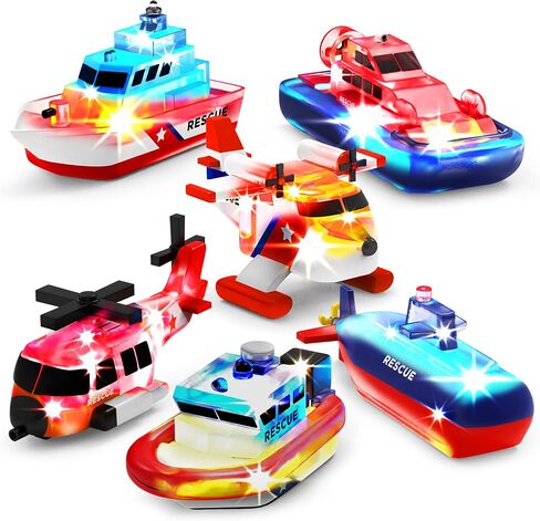 Tub Works® Ocean Rescue™ Vehicles Light Up Bath Toys, 6 Pack | Water-Activated Light Up Toys Flash & Change Color | Easy-Grip Baby & Toddler Bath Toys | Sensory Toys with Bath Lights for Kids Bath in Kuwait