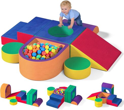 6 Pieces Toddler Climbing Toys Indoor, Crystal Velvet Foam Climbing Blocks for Toddlers 1-3, Baby Climbing Toys Soft Play Set for Climbing Sliding and Crawling (Balls not Included) in Kuwait