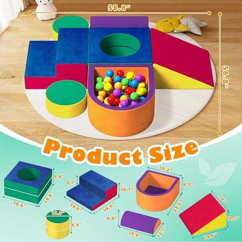 6 Pieces Toddler Climbing Toys Indoor, Crystal Velvet Foam Climbing Blocks for Toddlers 1-3, Baby Climbing Toys Soft Play Set for Climbing Sliding and Crawling (Balls not Included) in Kuwait