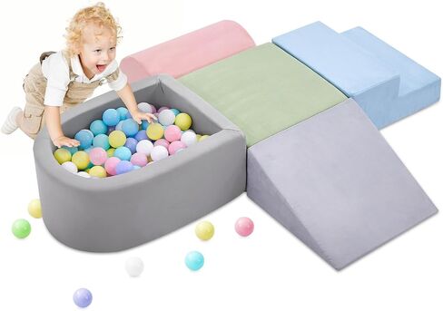 Climbing Toys for Toddlers , Foam Climbing Blocks with Ball Pit for Baby, 5-Piece Soft Toddlers Climbing Toy Indoor,Climbing Crawling Toys Soft Foam Blocks Activity Play Set(Balls not Included) in Kuwait