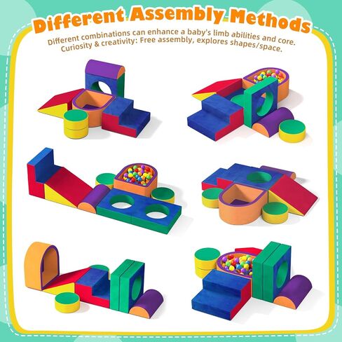 6 Pieces Toddler Climbing Toys Indoor, Crystal Velvet Foam Climbing Blocks for Toddlers 1-3, Baby Climbing Toys Soft Play Set for Climbing Sliding and Crawling (Balls not Included) in Kuwait