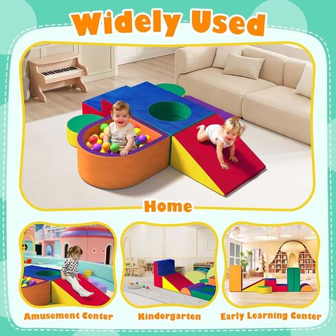 6 Pieces Toddler Climbing Toys Indoor, Crystal Velvet Foam Climbing Blocks for Toddlers 1-3, Baby Climbing Toys Soft Play Set for Climbing Sliding and Crawling (Balls not Included) in Kuwait