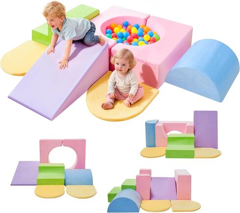 IFNOW Climbing Toys for Toddlers Indoor,7-Piece Foam Toddler Climbing Blocks Set, Colourful Soft Play Climbing,Play Gym Climber Structures for Toddler,Climb and Crawl Play Set with Widended Velcro in Kuwait