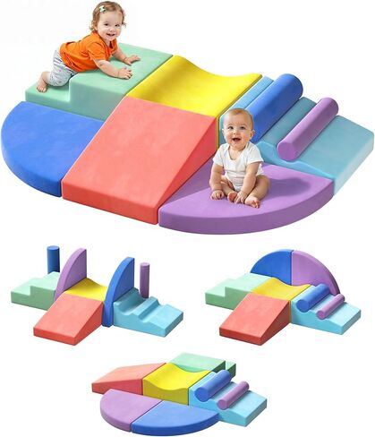 Twinkoo Foam Climbing Block Set for Toddlers, 8-Piece Soft Climbing Toy | Extra Large Foam Blocks, Washable Skin-Friendly Covers, ASTM F963-23, CPSIA, High-Density Foam, Hidden Zippers, Gift for Kids in Kuwait