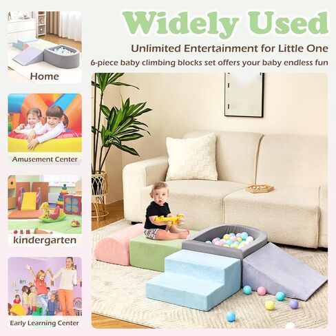 Climbing Toys for Toddlers , Foam Climbing Blocks with Ball Pit for Baby, 5-Piece Soft Toddlers Climbing Toy Indoor,Climbing Crawling Toys Soft Foam Blocks Activity Play Set(Balls not Included) in Kuwait
