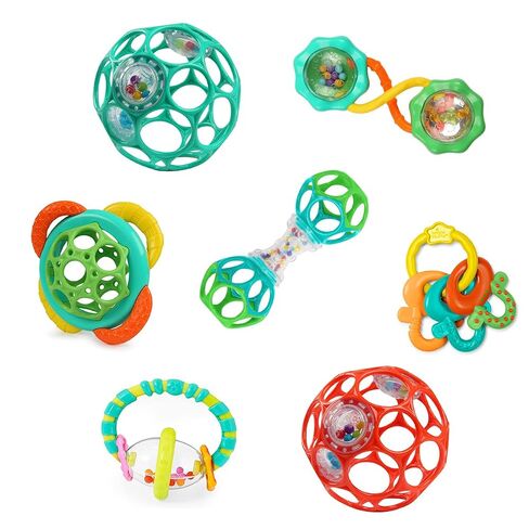 Bright Starts Soothers & Shakers 7pc Gift Set - BPA-Free Baby Rattles, Teethers and Stroller Toys, Unisex, Newborn+ in Kuwait