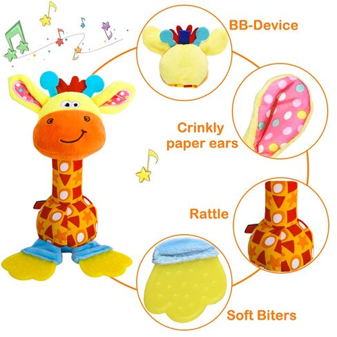 Baby Soft Rattles Shaker, Infant Developmental Hand Grip Baby Toys, Baby Sensory Learning Toys with Teether, Sounds for Baby and Stuff from 0-3-6-9 Months Old in Kuwait