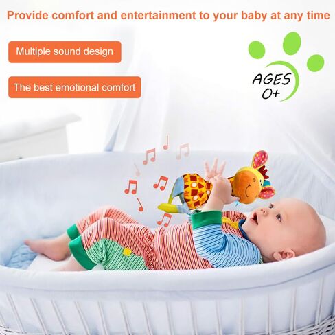Baby Soft Rattles Shaker, Infant Developmental Hand Grip Baby Toys, Baby Sensory Learning Toys with Teether, Sounds for Baby and Stuff from 0-3-6-9 Months Old in Kuwait