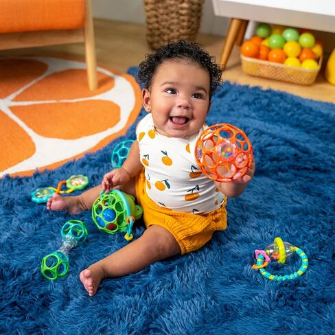 Bright Starts Little Shakers 6pc Gift Set, Easy-Grasp Oball Technology, Baby Rattles, Balls and Teethers, On-The-Go Toys, Lightweight, Unisex, Newborn+ in Kuwait