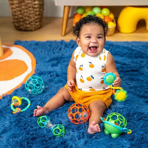 Bright Starts Little Shakers 6pc Gift Set, Easy-Grasp Oball Technology, Baby Rattles, Balls and Teethers, On-The-Go Toys, Lightweight, Unisex, Newborn+ in Kuwait