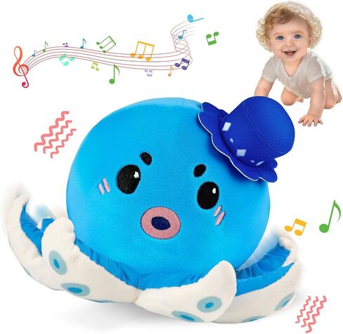 Interactive Crawling Crab Baby Toy, Musical Toy with 40 Songs & Recording | Soft Plush Toy for Tummy Time, Sensory Play, Moving Toy for Baby 6 Months+, Parent-Child Interaction, Gifts for Infants in Kuwait