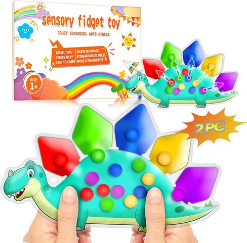 Dinosaur Color Sorting Sensory Toy Travel Toys for Toddler 1-3 Airplane Squishy Squeeze Toy Roadtrip Essenstial for Toddlers Boys Gift Fine Motor Autism Calm Fidget Montessori Preschool Activities Kid in Kuwait