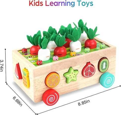 Toddlers Montessori Wooden Educational Toys for Baby Boys Girls Age 1 2 3 Year Old, Shape Sorting Toys 1st One First Birthday Girl Gifts for Kids 1-3, Wood Preschool Learning Fine Motor Skills Game in Kuwait