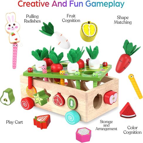 Toddlers Montessori Wooden Educational Toys for Baby Boys Girls Age 1 2 3 Year Old, Shape Sorting Toys 1st One First Birthday Girl Gifts for Kids 1-3, Wood Preschool Learning Fine Motor Skills Game in Kuwait