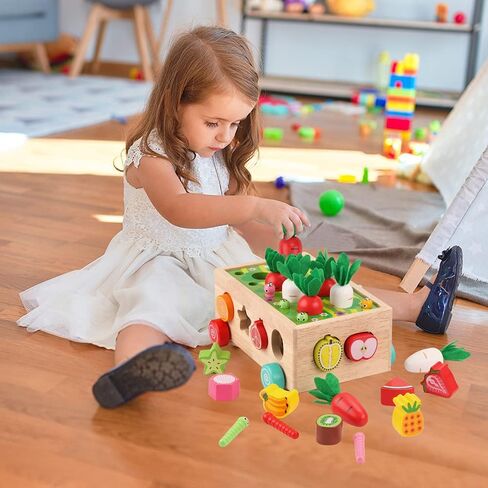 Toddlers Montessori Wooden Educational Toys for Baby Boys Girls Age 1 2 3 Year Old, Shape Sorting Toys 1st One First Birthday Girl Gifts for Kids 1-3, Wood Preschool Learning Fine Motor Skills Game in Kuwait