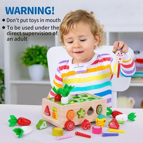 Toddlers Montessori Wooden Educational Toys for Baby Boys Girls Age 1 2 3 Year Old, Shape Sorting Toys 1st One First Birthday Girl Gifts for Kids 1-3, Wood Preschool Learning Fine Motor Skills Game in Kuwait