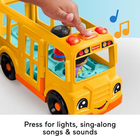 Fisher-Price Little People School Bus Toddler Toy | Push-Along Vehicle, Lights Music & Sounds, 2 Figures, Preschool Kids Ages 1+ Years in Kuwait