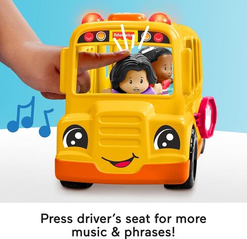 Fisher-Price Little People School Bus Toddler Toy | Push-Along Vehicle, Lights Music & Sounds, 2 Figures, Preschool Kids Ages 1+ Years in Kuwait